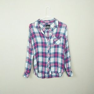 Rails Pink and Blue Plaid Button Down Shirt